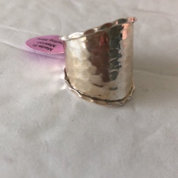 Seed & Sage ATI Sterling Silver 925 Wide Hammered Band Ring Mexico Sz. 9 - Picture 14 of 16